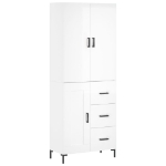 Credenza Bianco Lucido 69,5x34x180 cm in Legno Multistrato