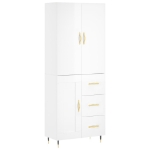 Credenza Bianco Lucido 69,5x34x180 cm in Legno Multistrato