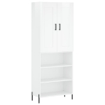 Credenza Bianco Lucido 69,5x34x180 cm in Legno Multistrato