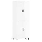 Credenza Bianco Lucido 69,5x34x180 cm in Legno Multistrato