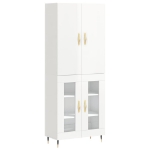 Credenza Bianco Lucido 69,5x34x180 cm in Legno Multistrato