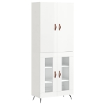 Credenza Bianco Lucido 69,5x34x180 cm in Legno Multistrato