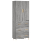 Credenza Grigio Sonoma 69,5x34x180 cm in Legno Multistrato