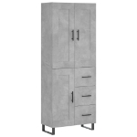 Credenza Grigio Cemento 69,5x34x180 cm in Legno Multistrato