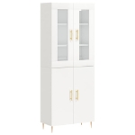 Credenza Bianco Lucido 69,5x34x180 cm in Legno Multistrato