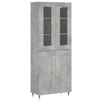 Credenza Grigio Cemento 69,5x34x180 cm in Legno Multistrato