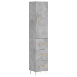 Credenza Grigio Cemento 34,5x34x180 cm in Legno Multistrato