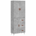 Credenza Grigio Cemento 69,5x34x180 cm in Legno Multistrato