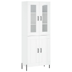 Credenza Bianco Lucido 69,5x34x180 cm in Legno Multistrato