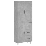 Credenza Grigio Cemento 69,5x34x180 cm in Legno Multistrato