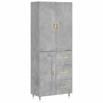 Credenza Grigio Cemento 69,5x34x180 cm in Legno Multistrato