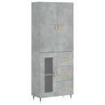 Credenza Grigio Cemento 69,5x34x180 cm in Legno Multistrato