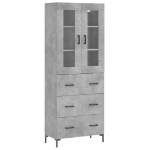 Credenza Grigio Cemento 69,5x34x180 cm in Legno Multistrato