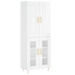 Credenza Bianco Lucido 69,5x34x180 cm in Legno Multistrato