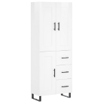 Credenza Bianco Lucido 69,5x34x180 cm in Legno Multistrato