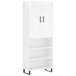 Credenza Bianco Lucido 69,5x34x180 cm in Legno Multistrato