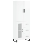 Credenza Bianco Lucido 69,5x34x180 cm in Legno Multistrato