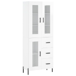 Credenza Bianco Lucido 69,5x34x180 cm in Legno Multistrato