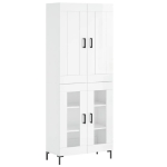 Credenza Bianco Lucido 69,5x34x180 cm in Legno Multistrato