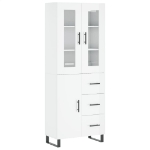 Credenza Bianco Lucido 69,5x34x180 cm in Legno Multistrato