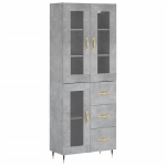 Credenza Grigio Cemento 69,5x34x180 cm in Legno Multistrato