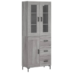 Credenza Grigio Sonoma 69,5x34x180 cm in Legno Multistrato