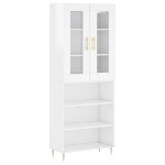 Credenza Bianco Lucido 69,5x34x180 cm in Legno Multistrato