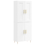 Credenza Bianco Lucido 69,5x34x180 cm in Legno Multistrato