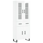 Credenza Bianco Lucido 69,5x34x180 cm in Legno Multistrato