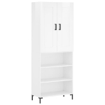 Credenza Bianco Lucido 69,5x34x180 cm in Legno Multistrato