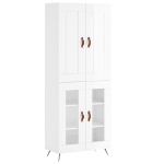 Credenza Bianco Lucido 69,5x34x180 cm in Legno Multistrato