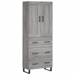 Credenza Grigio Sonoma 69,5x34x180 cm in Legno Multistrato