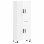 Credenza Bianco Lucido 69,5x34x180 cm in Legno Multistrato