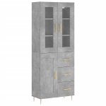 Credenza Grigio Cemento 69,5x34x180 cm in Legno Multistrato