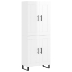 Credenza Bianco Lucido 69,5x34x180 cm in Legno Multistrato