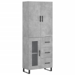 Credenza Grigio Cemento 69,5x34x180 cm in Legno Multistrato