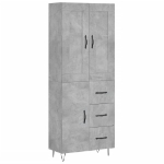 Credenza Grigio Cemento 69,5x34x180 cm in Legno Multistrato