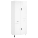 Credenza Bianco Lucido 69,5x34x180 cm in Legno Multistrato