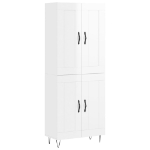 Credenza Bianco Lucido 69,5x34x180 cm in Legno Multistrato