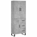 Credenza Grigio Cemento 69,5x34x180 cm in Legno Multistrato