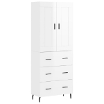 Credenza Bianco Lucido 69,5x34x180 cm in Legno Multistrato