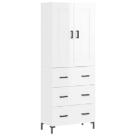 Credenza Bianco Lucido 69,5x34x180 cm in Legno Multistrato