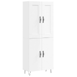 Credenza Bianco Lucido 69,5x34x180 cm in Legno Multistrato