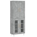 Credenza Grigio Cemento 69,5x34x180 cm in Legno Multistrato