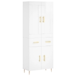 Credenza Bianco Lucido 69,5x34x180 cm in Legno Multistrato