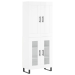 Credenza Bianco Lucido 69,5x34x180 cm in Legno Multistrato