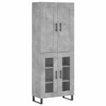 Credenza Grigio Cemento 69,5x34x180 cm in Legno Multistrato