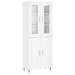 Credenza Bianco Lucido 69,5x34x180 cm in Legno Multistrato