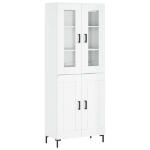 Credenza Bianco Lucido 69,5x34x180 cm in Legno Multistrato