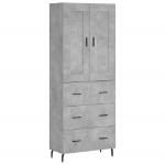 Credenza Grigio Cemento 69,5x34x180 cm in Legno Multistrato